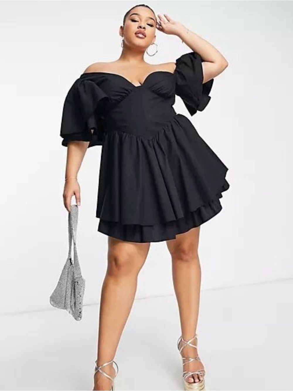 ASOS Luxe Babydoll dress with ruffle sleeves